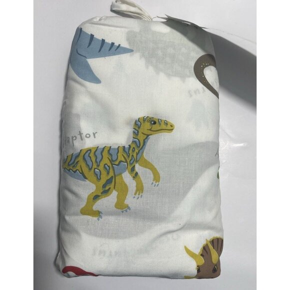 IKEA JATTELIK Duvet Cover 1 Pillowcase Dinosaurs White Brown Twin - Picture 2 of 2